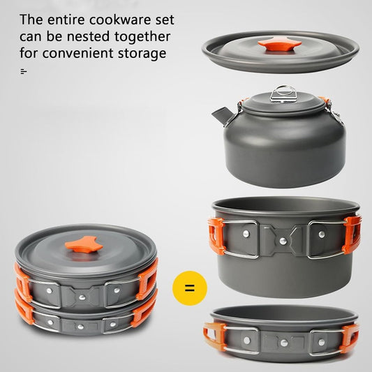 Cookware Set, 29pcs Alumina Portable Cookware Kit for Camping Outdoor Cooking Set with Non Stick Pots Pan Kettle Plates Cups Utensils for Backpacking Hiking Picnic